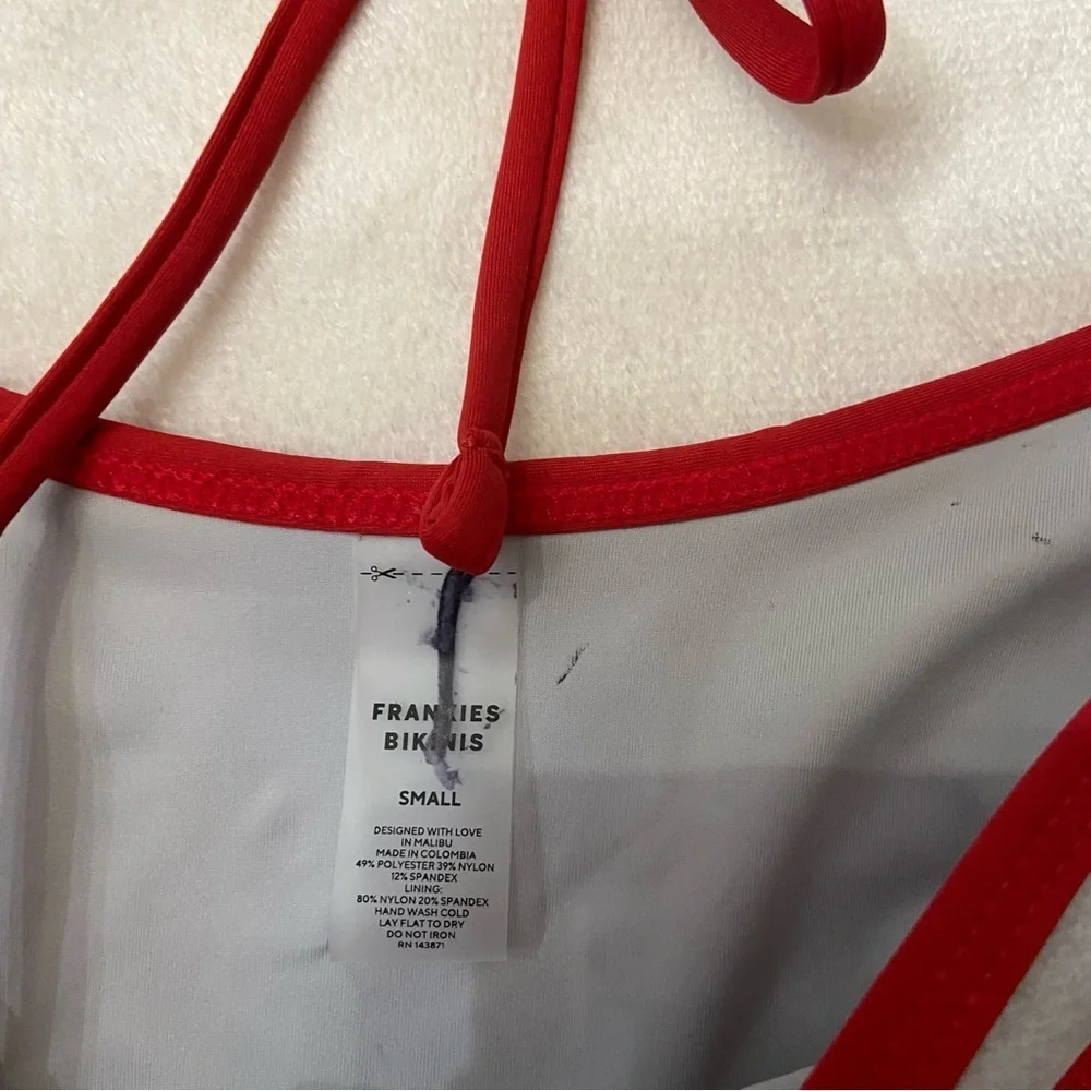New! Frankie's Bikinis SET Dove Red and Gray triangle Bikini 3995
